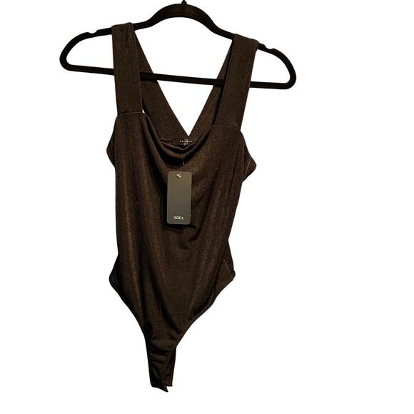 NWT 21 Saints Black Bodysuit Size Large Layering Piece Date Night Out Stretchy - Picture 1 of 8
